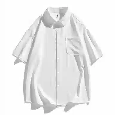 袋鼠 美式冰丝透气亲肤舒适纯色简约基础款多巴胺配色休闲百搭宽松短袖衬衫 男女同款