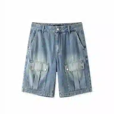 森马 宽松直筒工装潮流复古牛仔短裤 男款