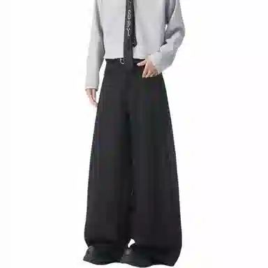 颂希尔 美式高街插袋阔腿宽松直筒垂感休闲西装裤 男女同款