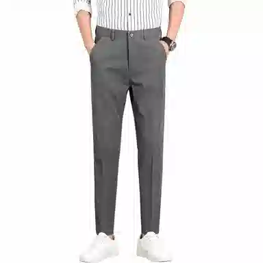 大白鲨 宽松休闲纯色中腰西装裤 男款