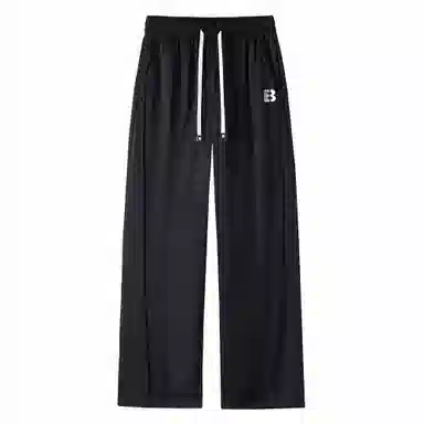 大卫贝肯 美式高街简约纯色基础款字母宽松柔软舒适直筒百搭垂感拖地系带休闲裤 男女同款