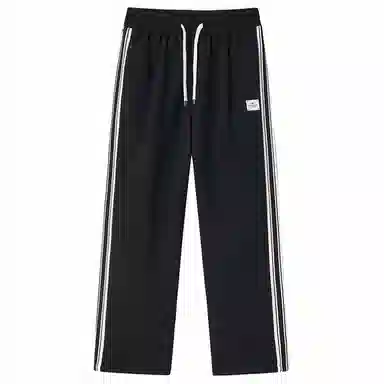 星际者 品牌标志拼接条纹直筒运动休闲裤 男女同款