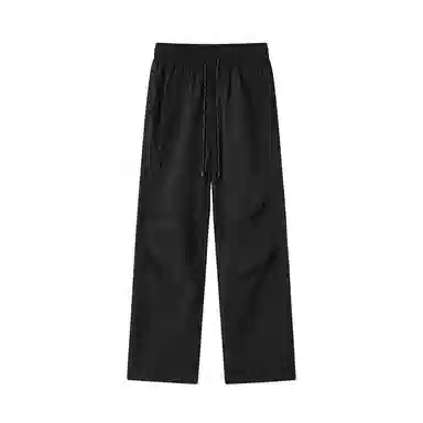 颂希尔 美式宽松纯色系带休闲裤 男女同款