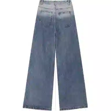 哒头下雨不愁 宽松阔腿适中牛仔裤 女款 蓝色