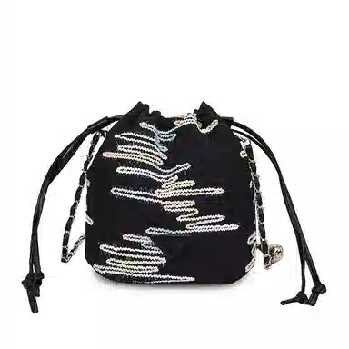 雅鹿 时尚波纹日常通勤优雅大学生上课外出精美配色高级水桶百搭菜篮子印花 尼龙布 斜挎包 男女同款情侣款 黑色/黄色/蓝色/白色/粉色