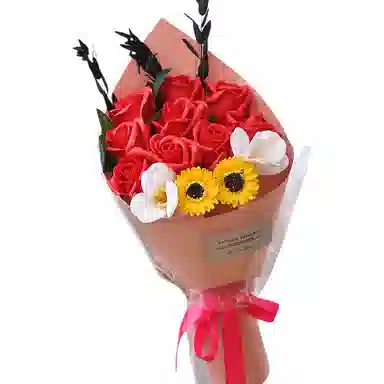 咕轹 玫瑰花束 太阳花 仿真花 香皂花 玩具