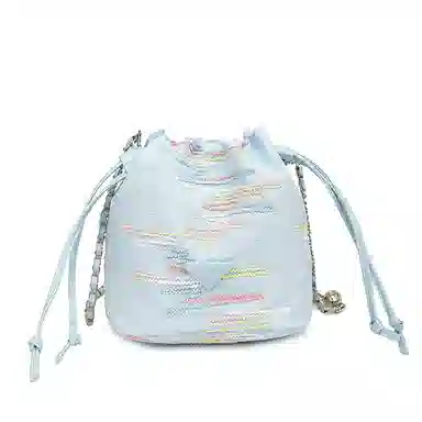 雅鹿 时尚波纹日常通勤优雅大学生上课外出精美配色高级水桶百搭菜篮子印花 尼龙布 斜挎包 男女同款情侣款 黑色/黄色/蓝色/白色/粉色