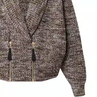LOUIS VUITTON Zip-Up Shawl Collar Cardigan