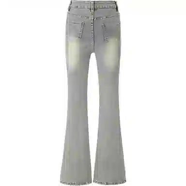 怪力萝莉 微喇修身直筒高腰马蹄弹力裤子牛仔裤 女款