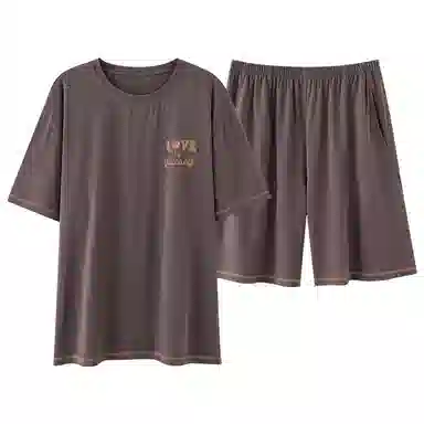 莫代尔 舒适轻柔休闲简约百搭圆领套头气质时尚轻盈透气无束缚短袖短裤情侣款家居服可外穿睡衣套装 男女同款