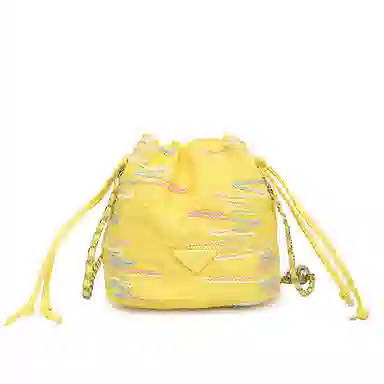 雅鹿 时尚波纹日常通勤优雅大学生上课外出精美配色高级水桶百搭菜篮子印花 尼龙布 斜挎包 男女同款情侣款 黑色/黄色/蓝色/白色/粉色