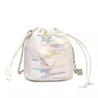 雅鹿 时尚波纹日常通勤优雅大学生上课外出精美配色高级水桶百搭菜篮子印花 尼龙布 斜挎包 男女同款情侣款 黑色/黄色/蓝色/白色/粉色