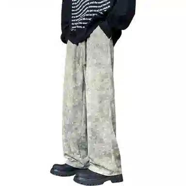 布客行 美式高街复古渐变扎染宽松直筒百搭垂感长裤休闲裤 男女同款