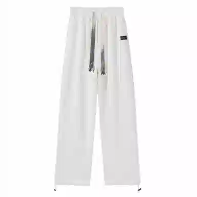 大卫贝肯 美式复古简约纯色个性渐变腰绳日常通勤百搭宽松舒适直筒休闲裤 男女同款 黑色