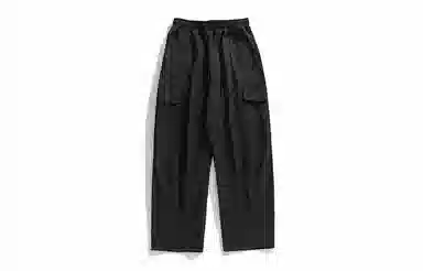 白卷 户外纯色宽松打褶抽绳直筒工装大口袋休闲裤 男女同款