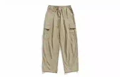 白卷 户外纯色宽松打褶抽绳直筒工装大口袋休闲裤 男女同款