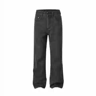 赞仕 美式直筒小众经典纯色简约长裤牛仔裤 男女同款 雅致灰