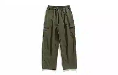 白卷 户外纯色宽松打褶抽绳直筒工装大口袋休闲裤 男女同款