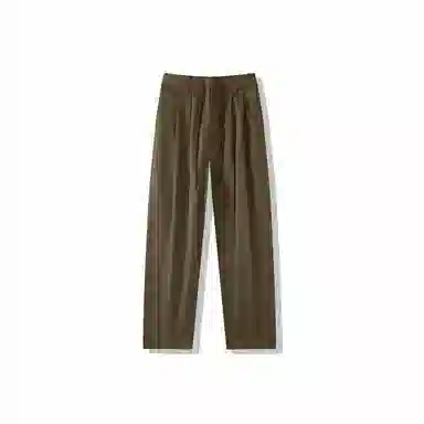 我是大卫 日系直筒褶皱原宿风百搭休闲裤 男女同款 卡其色