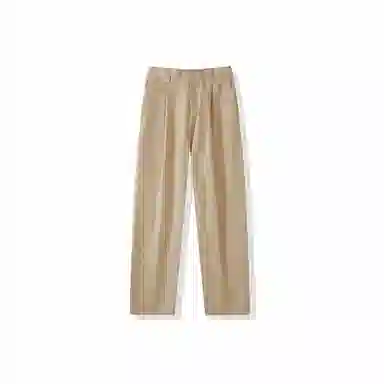 我是大卫 韩版单褶皱直筒百搭设计宽松休闲裤 男女同款 卡其色