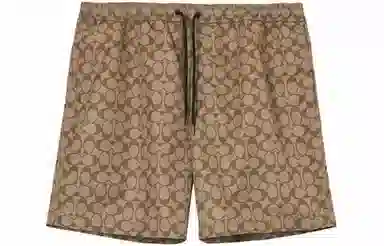 COACH SS23 Logo Drawstring Shorts Khaki