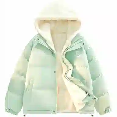 帕丁顿熊 假两件连帽拼接纯色宽松休闲防风面包服防寒保暖加厚棉服 男女同款