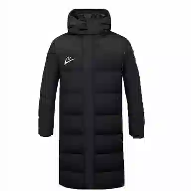 音速猫 字母印花长款连帽加厚宽松拉链棉服 男女同款 黑色