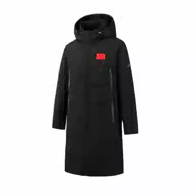 音速猫 字母印花长款连帽加厚宽松拉链棉服 男女同款 黑色