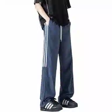 羽浅 美式三条杠运动裤夏季速干冰丝裤高街百搭阔腿潮牌休闲裤 男女同款