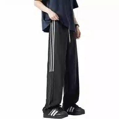 羽浅 美式三条杠运动裤夏季速干冰丝裤高街百搭阔腿潮牌休闲裤 男女同款