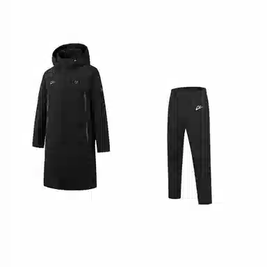 音速猫 字母印花长款连帽加厚宽松拉链棉服 男女同款 黑色