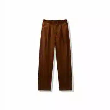 我是大卫 美拉德时尚百搭轻熟风掐褶直筒阔腿休闲裤 通用 咖色