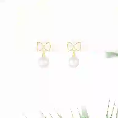 珠光动人耳钉 甜美蝴蝶结优雅大气轻奢小众设计 简约百搭流苏 合金 耳饰 耳环 女款