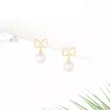 珠光动人耳钉 甜美蝴蝶结优雅大气轻奢小众设计 简约百搭流苏 合金 耳饰 耳环 女款