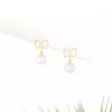 珠光动人耳钉 甜美蝴蝶结优雅大气轻奢小众设计 简约百搭流苏 合金 耳饰 耳环 女款