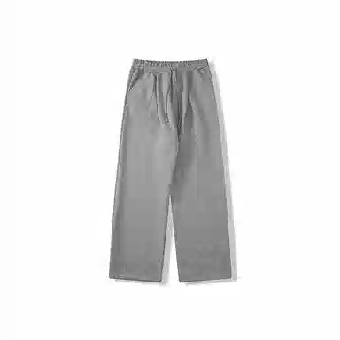 我是大卫 美式高街潮牌宽松灰色重磅松紧腰褶皱直筒休闲裤 男女同款 灰色