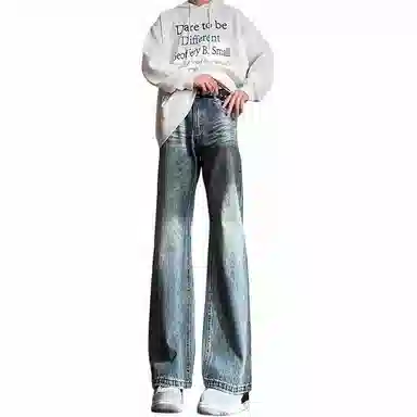 煦加 复古中腰喇叭牛仔裤 男款