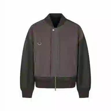 速写 短款拼接时尚舒适街头棒球领飞行员外套棉服 男款 蓝海松茶