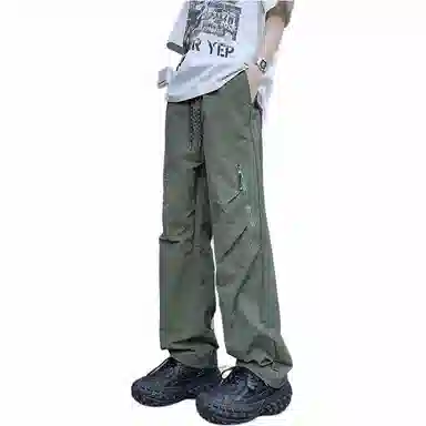 煦加 直筒纯色系带休闲裤 男款