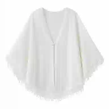 北极绒 复古古风高级感蕾丝镂空流苏外搭潮流百搭气质优雅日常出游 披肩 女款