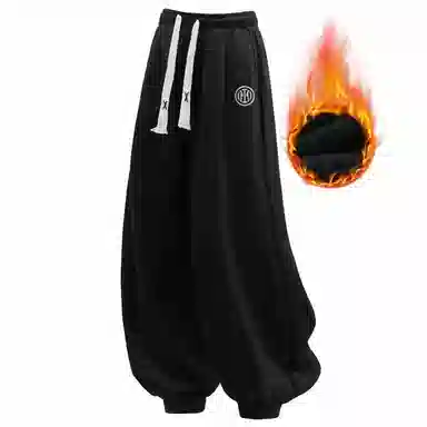 国际米兰足球俱乐部 字母印花宽松束脚美式高街阔腿裤长裤抽绳基础款休闲裤 男女同款