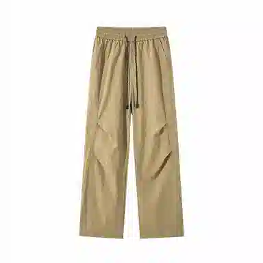 颂希尔 美式宽松纯色系带休闲裤 男女同款