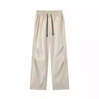 颂希尔 美式宽松纯色系带休闲裤 男女同款