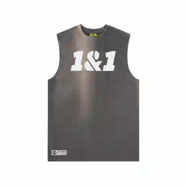 普鲁士多特蒙德 美式复古潮流休闲运动风舒适宽松坎肩圆领数字纯色无袖背心 男女同款