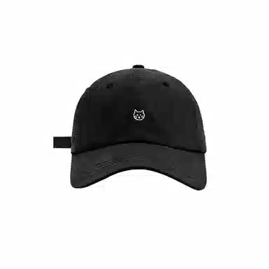 祎步康 可爱小猫刺绣薄款宽帽檐显脸小软顶百搭潮 棉 鸭舌帽 男女同款情侣款