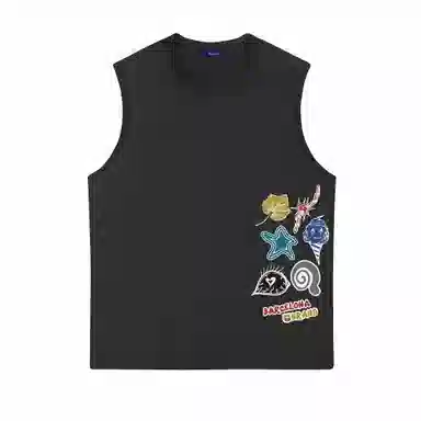 巴塞罗那足球俱乐部 日系简约基础款宽松柔软舒适亲肤通勤百搭做旧无袖背心 男女同款