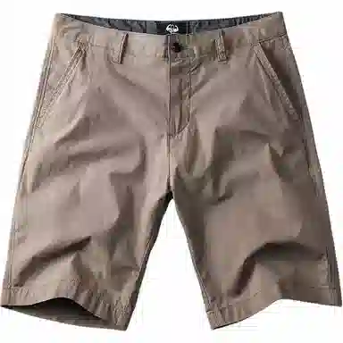 季言 速干透气纯色中腰直筒五分休闲短裤 男款 卡其色