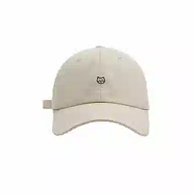 祎步康 可爱小猫刺绣薄款宽帽檐显脸小软顶百搭潮 棉 鸭舌帽 男女同款情侣款