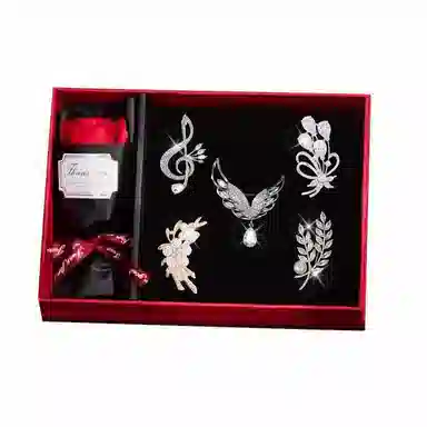 缔晶 清新时尚浪漫浅羽麦穗花胸花套装 优雅气质日常通勤百搭衣服防走光配饰 合金 胸针 女款