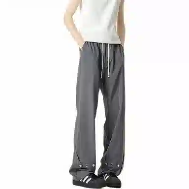 颂希尔 美式高街宽松纯色系带休闲裤 男女同款